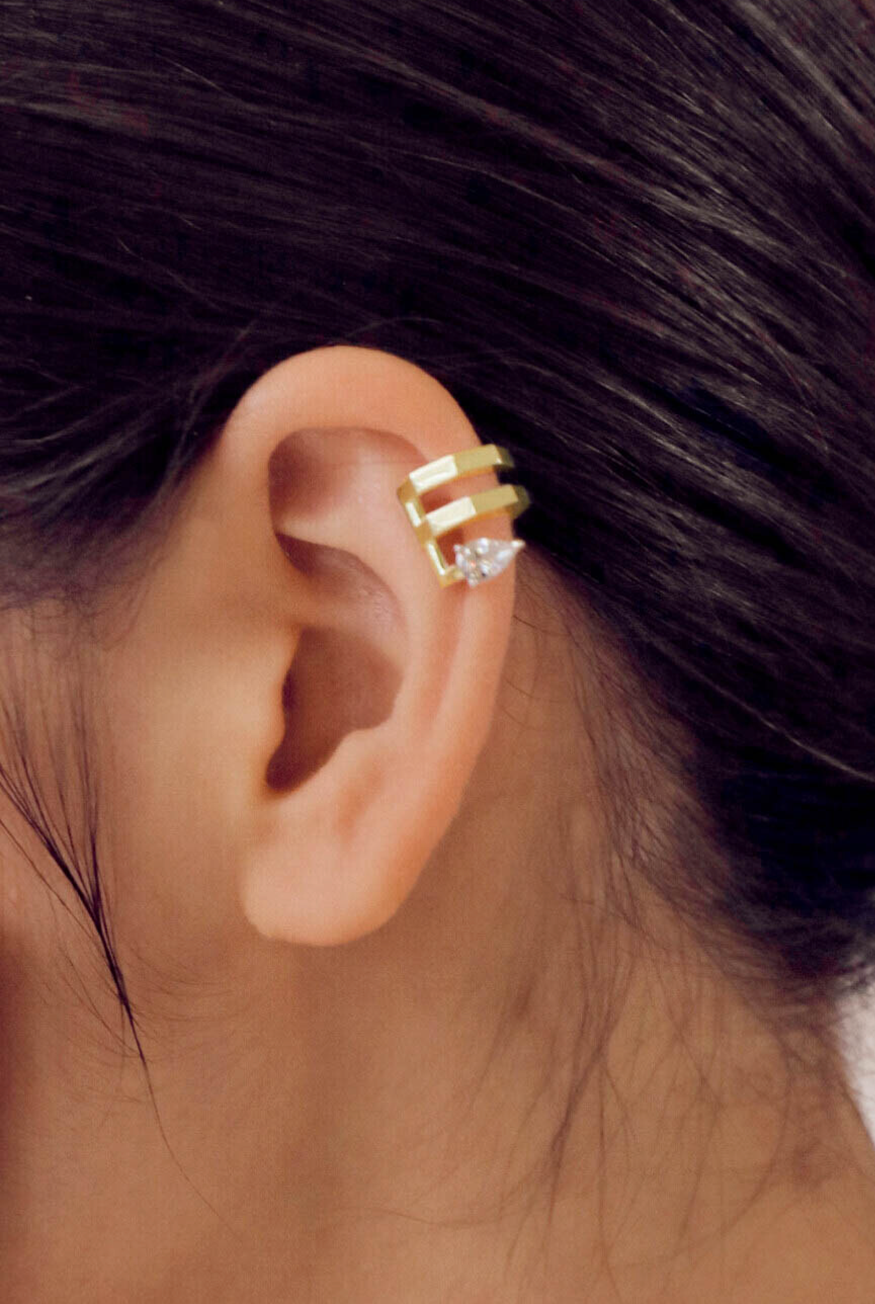 Ravenna 2 Ring Ear cuff in Gold